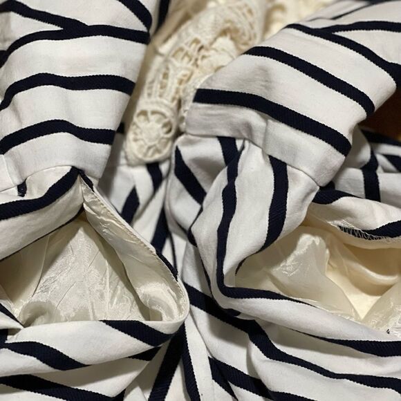 Maeve Anthropology Chessia dress blue stripe crochet front 4 Sleeveless - Picture 11 of 14